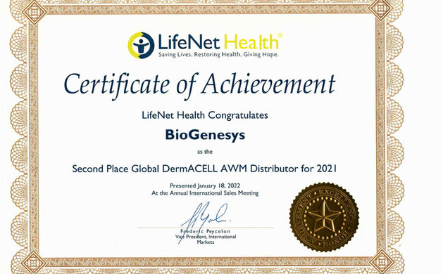  Award of the company by Lifenet Health